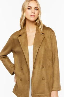 Faux Suede Notched Blazer