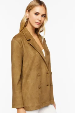 Faux Suede Notched Blazer