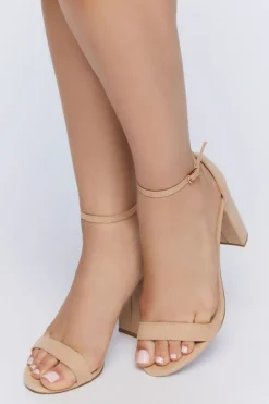 Faux Suede Open-Toe Heels