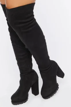 Faux Suede Over-The-Knee Boots (Wide)