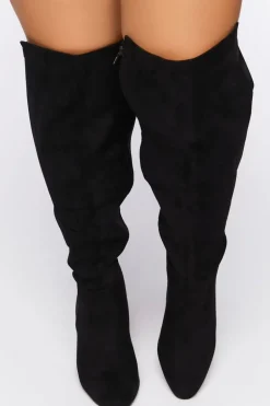 Faux Suede Over-The-Knee Boots (Wide)