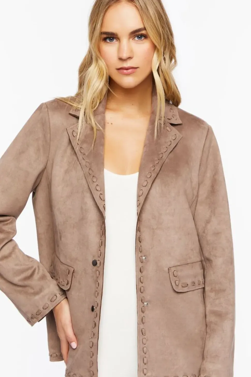 Faux Suede Peak Lapel Blazer