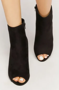 Faux Suede Peep-Toe Booties