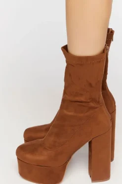 Faux Suede Platform Booties