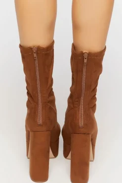 Faux Suede Platform Booties