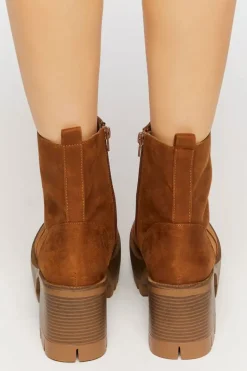 Faux Suede Platform Lug Booties