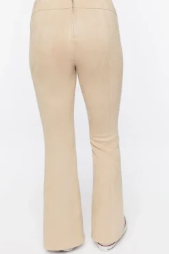 Faux Suede Split-Hem Flare Pants