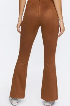 Faux Suede Split-Hem Pants