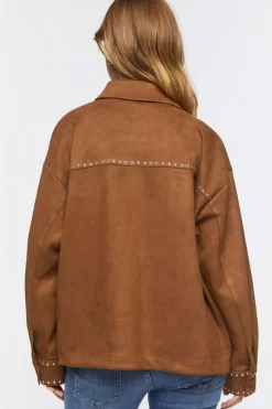 Faux Suede Studded Shacket