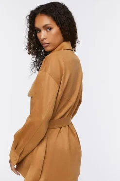 Faux Suede Trench Jacket