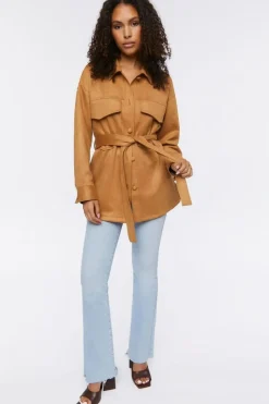 Faux Suede Trench Jacket