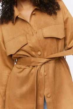Faux Suede Trench Jacket