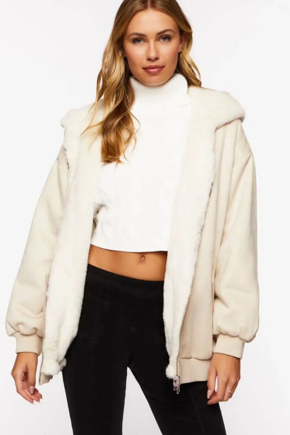 Faux Suede Zip-Up Jacket