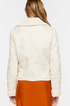 Faux Suede Zip-Up Moto Jacket