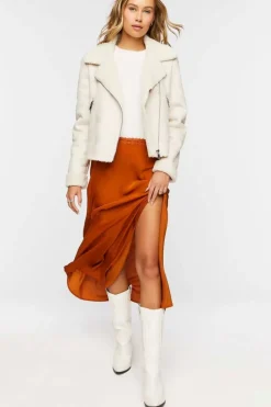 Faux Suede Zip-Up Moto Jacket