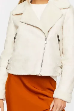 Faux Suede Zip-Up Moto Jacket