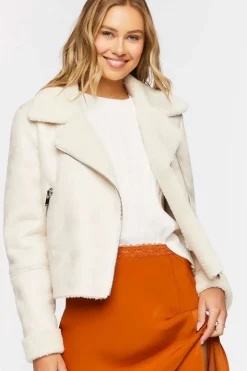 Faux Suede Zip-Up Moto Jacket