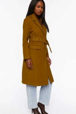 Faux Wool Belted Trench Coat