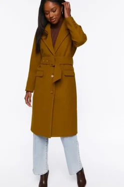 Faux Wool Belted Trench Coat