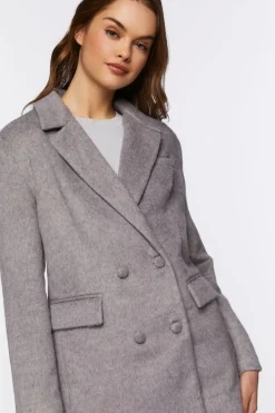 Faux Wool Double-Breasted Blazer