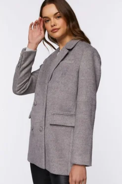 Faux Wool Double-Breasted Blazer