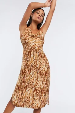 Feather Print Midi Dress