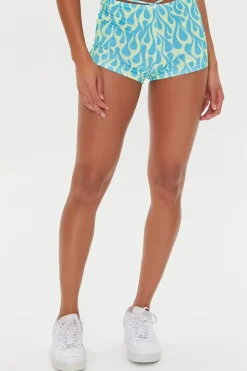 Flame Print Cutout Shorts