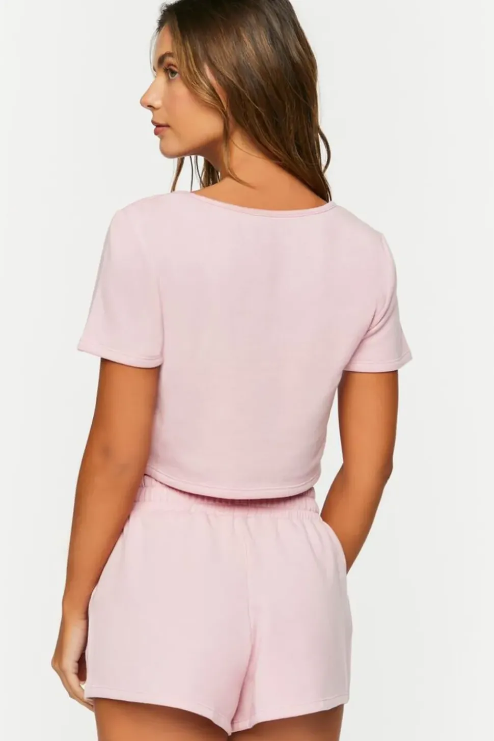 Fleece Crop Top & Shorts Pajama Set