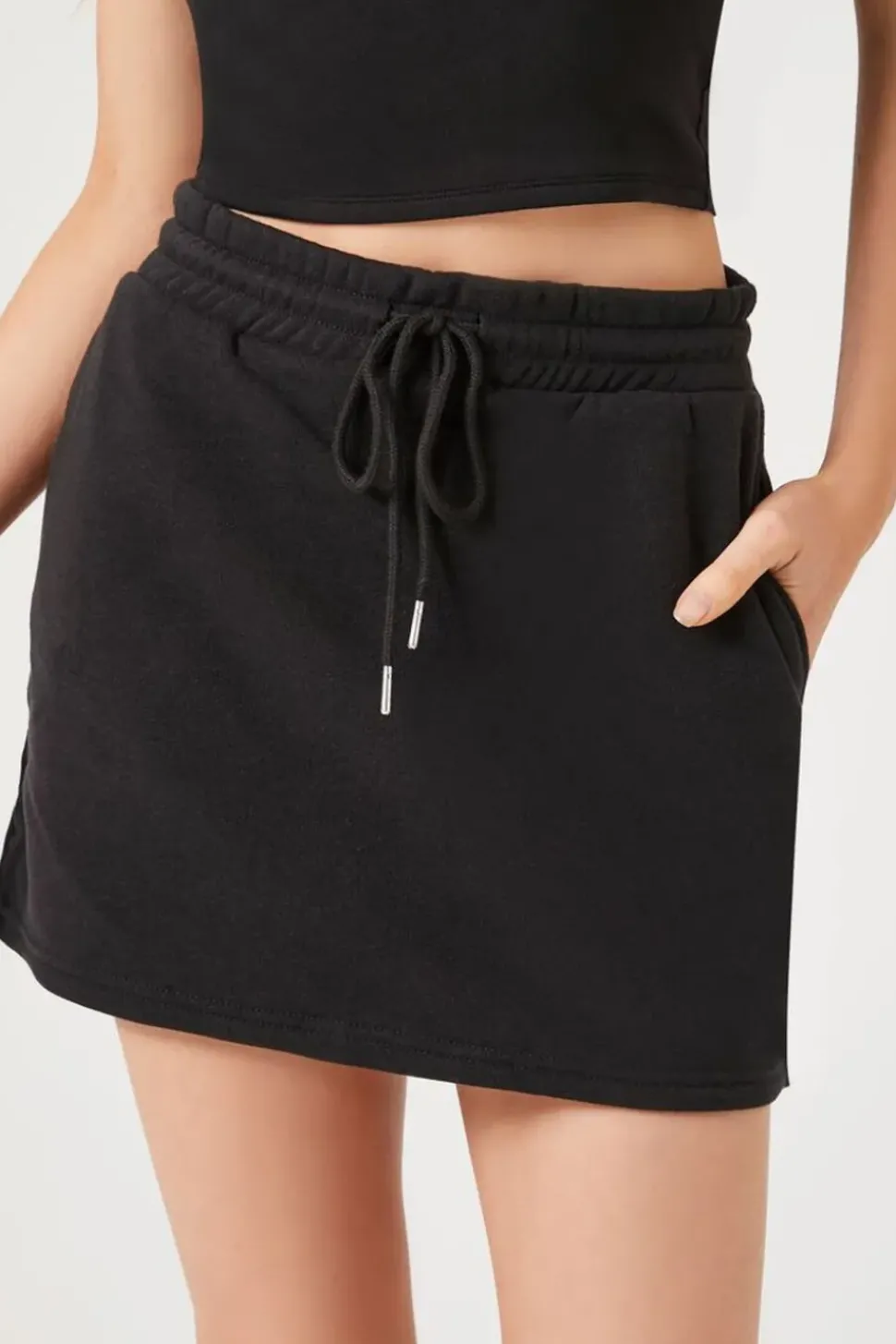 Fleece Drawstring Mini Skirt