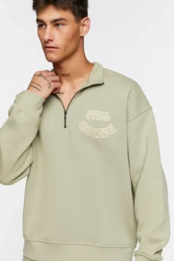 Flocked Still Going Graphic Half-Zip Pullover