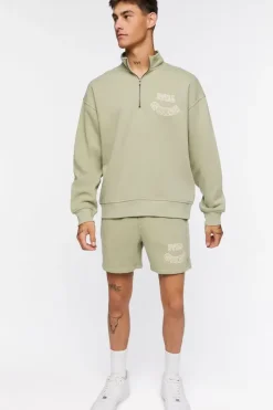 Flocked Still Going Graphic Half-Zip Pullover