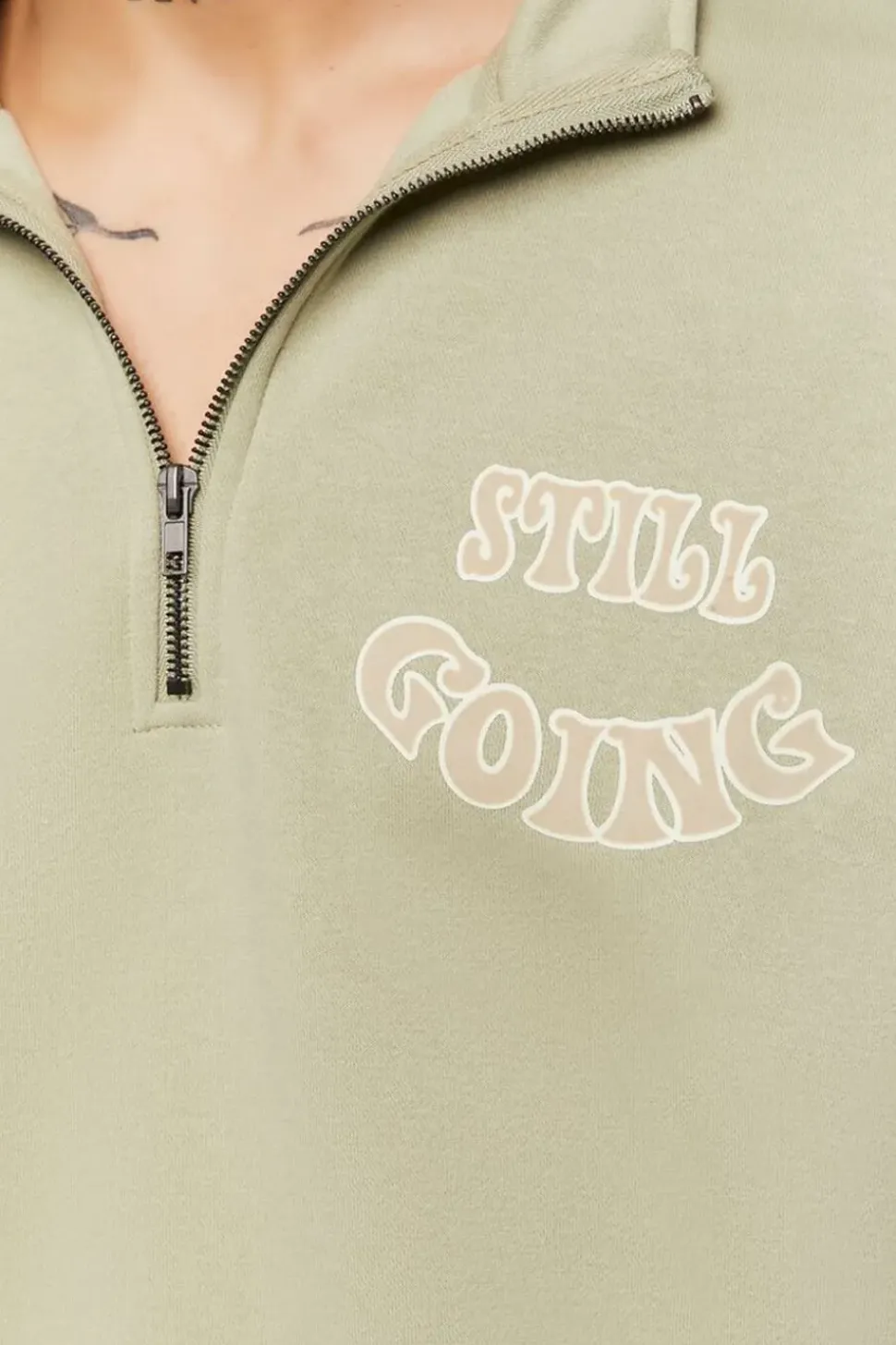 Flocked Still Going Graphic Half-Zip Pullover