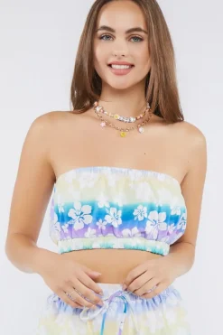 Floral Bandeau Crop Top & Shorts Set