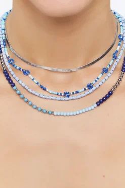 Floral Beaded Layered Necklace Set