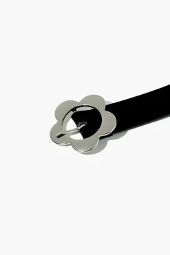 Floral Buckle Faux Leather Belt