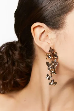 Floral Butterfly Drop Earrings