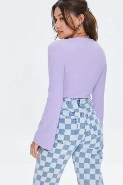 Floral-Button Crop Top