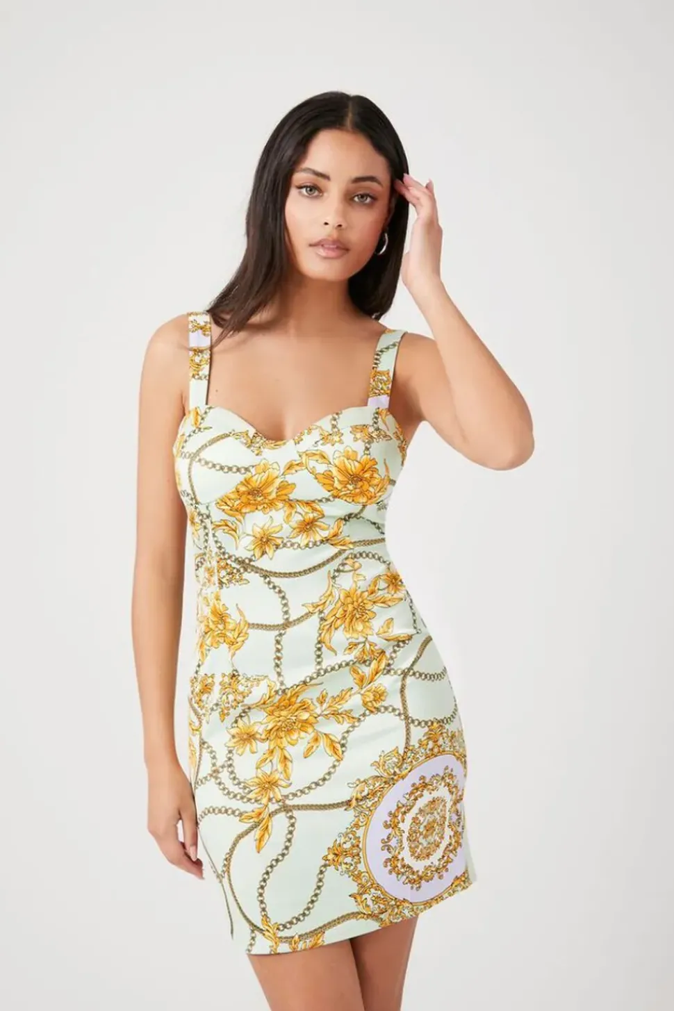 Floral Chain Print Mini Dress