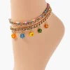 Floral Charm Beaded Anklet Set