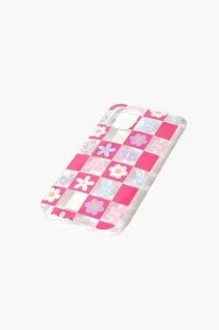 Floral Checkered Case For Iphone 12