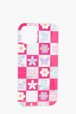Floral Checkered Case For Iphone 12