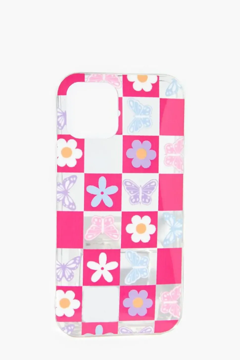 Floral Checkered Case For Iphone 12