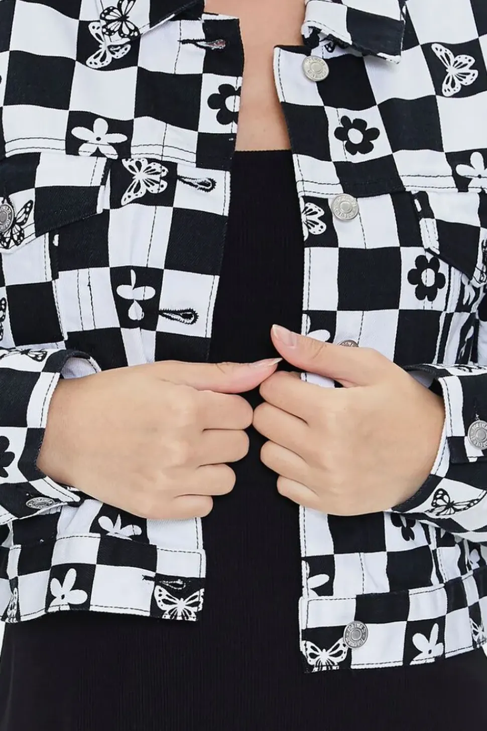 Floral Checkered Twill Jacket