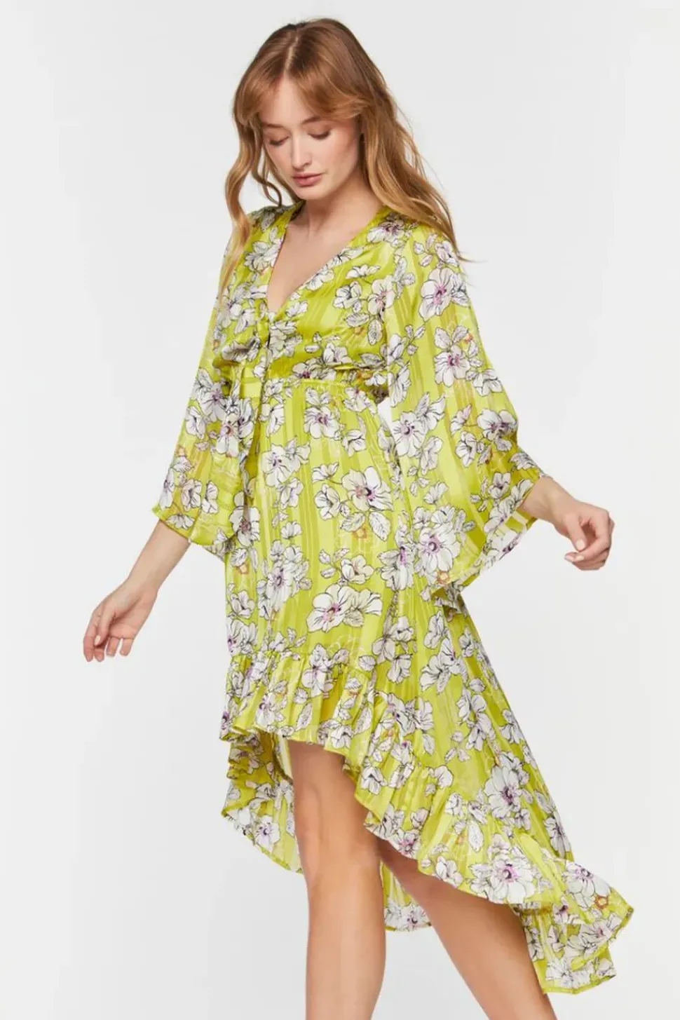 Floral Chiffon High-Low Dress