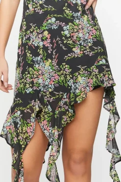 Floral Chiffon Off-The-Shoulder Dress