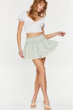 Floral Chiffon Smocked Skirt