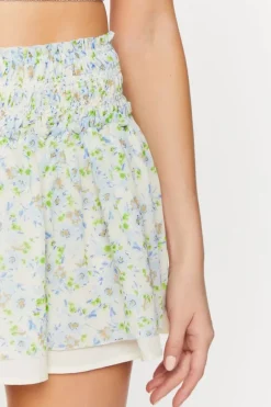 Floral Chiffon Smocked Skirt