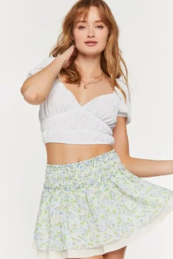 Floral Chiffon Smocked Skirt