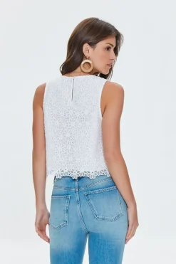 Floral Crochet Eyelet Top