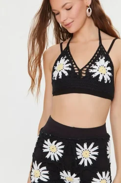 Floral Crochet Halter Cami & Shorts Set